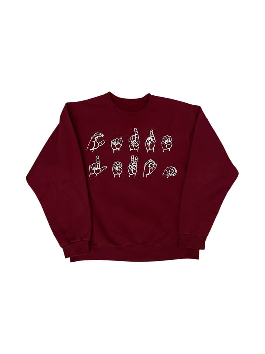 red crewneck