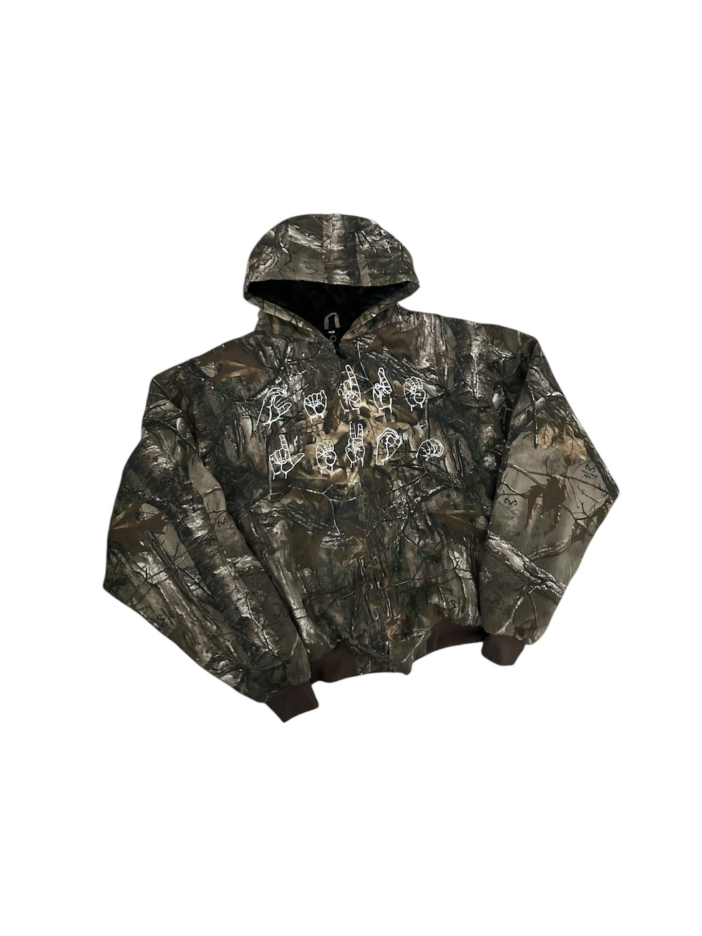 vintage camo hooded bomber jacket