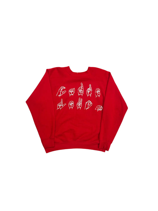 80s bright red vintage crewneck