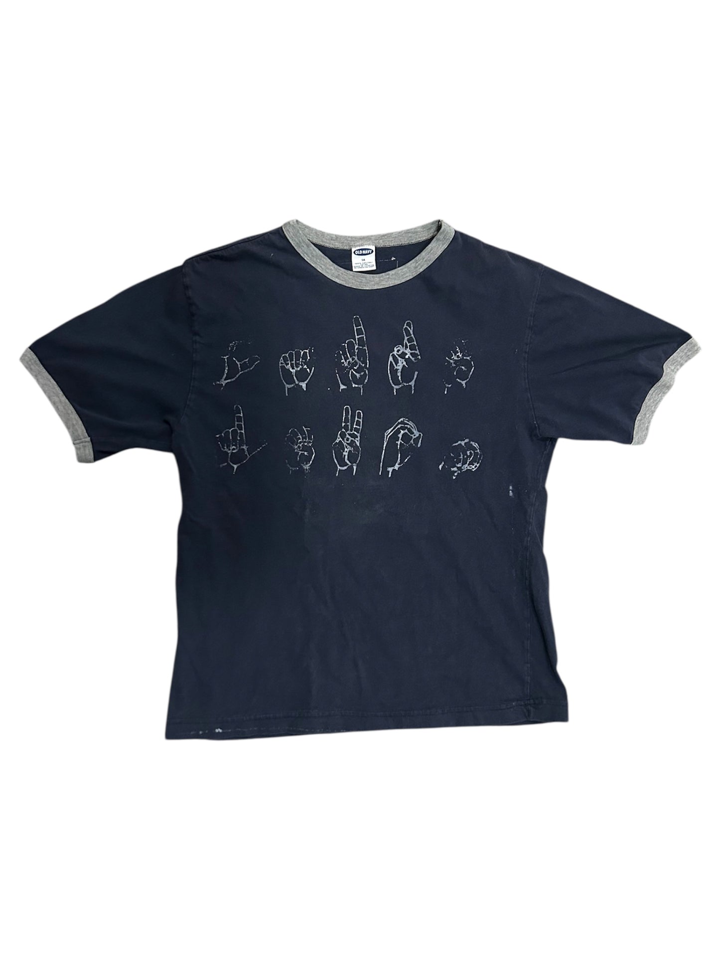 cropped navy vintage ringer tee