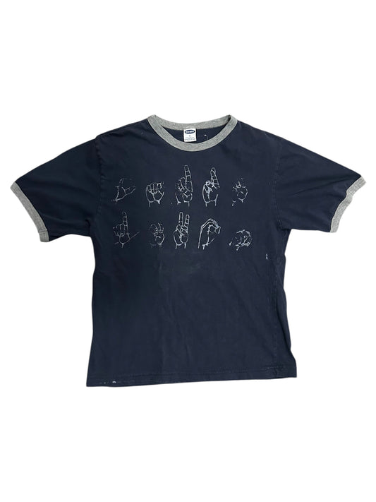 cropped navy vintage ringer tee